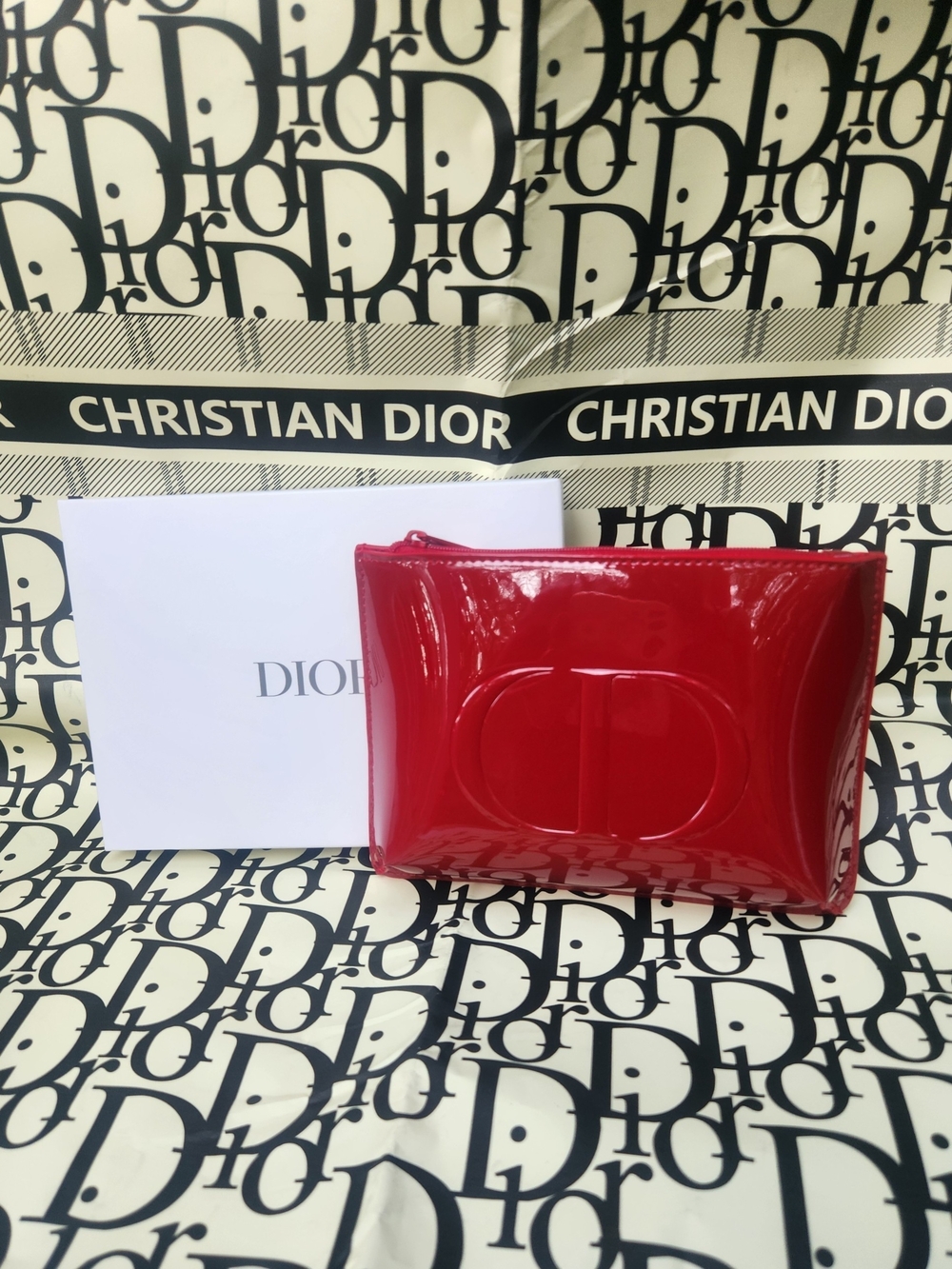 Dior Red Patent Leather Cosmetic Bag